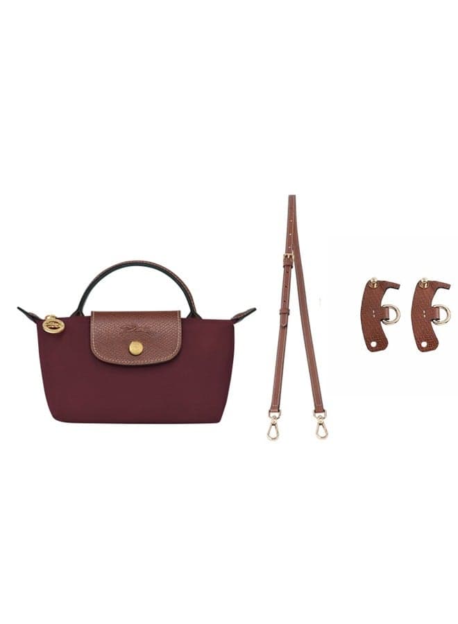 Longchamp Women's Mini handbag,Crossbody Bags,Shoulder Bag Shoulder strap with buckle,Claret Classic Style
