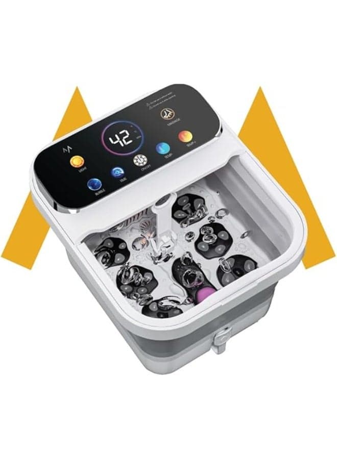 Collapsible Foot Spa Bath Massager - Heated Foot Bath with XL Touch Screen, Bubble Massage, Intelligent Temperature Control, Foldable Foot Soaker with Pedicure Stone Timer & Easy Drain