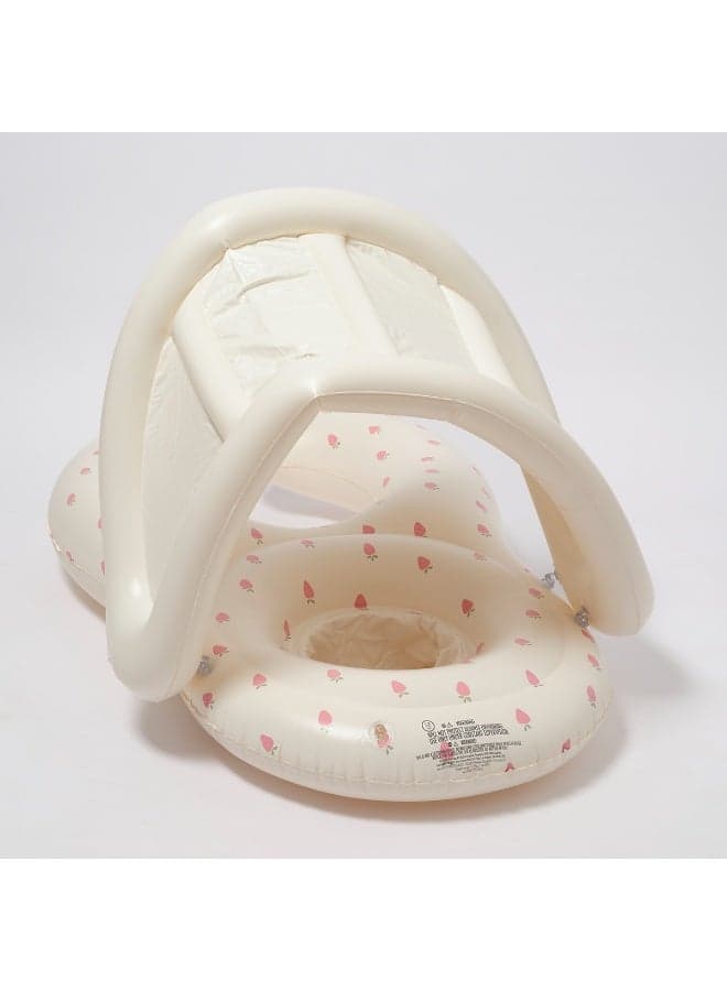 Float Together Baby Seat Strawberry Sunshine – Infant Swim Float with Parent Support Handle, Safe Water Seat for Babies, Comfortable Dual-Float Design for Pool Confidence