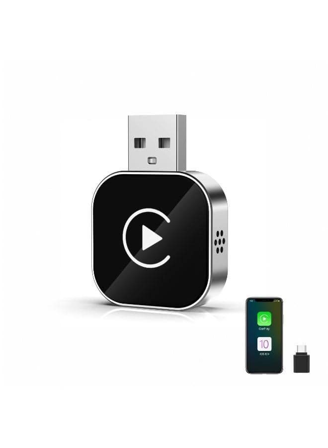 Car Play Wireless Adapter, Black Carplay Adapter for iPhone, Car Carplay Adapter, Seamless Connection for Converting Wired to Wireless, Mini Stable Plug and Play Android Auto Adapter
