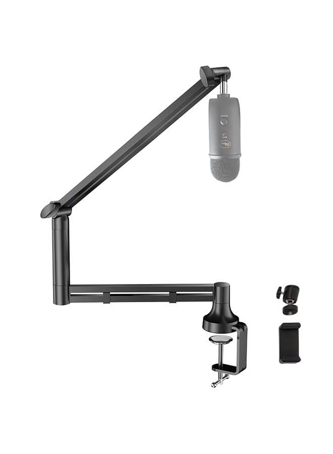 Professional Low-Profile Mic Arm for Blue Yeti - Upgraded 7cm Wide Clamp & Integrated Cable Management, Heavy Duty Boom Stand for Streaming/Podcasting/Gaming