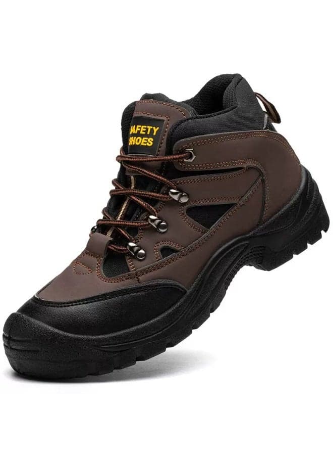 Safety Work Boots Waterproof Steel Toe shoes For Men, Leather Steel Toe Shoes Non Slip Resistant Indestructible Lightweight Construction footwear