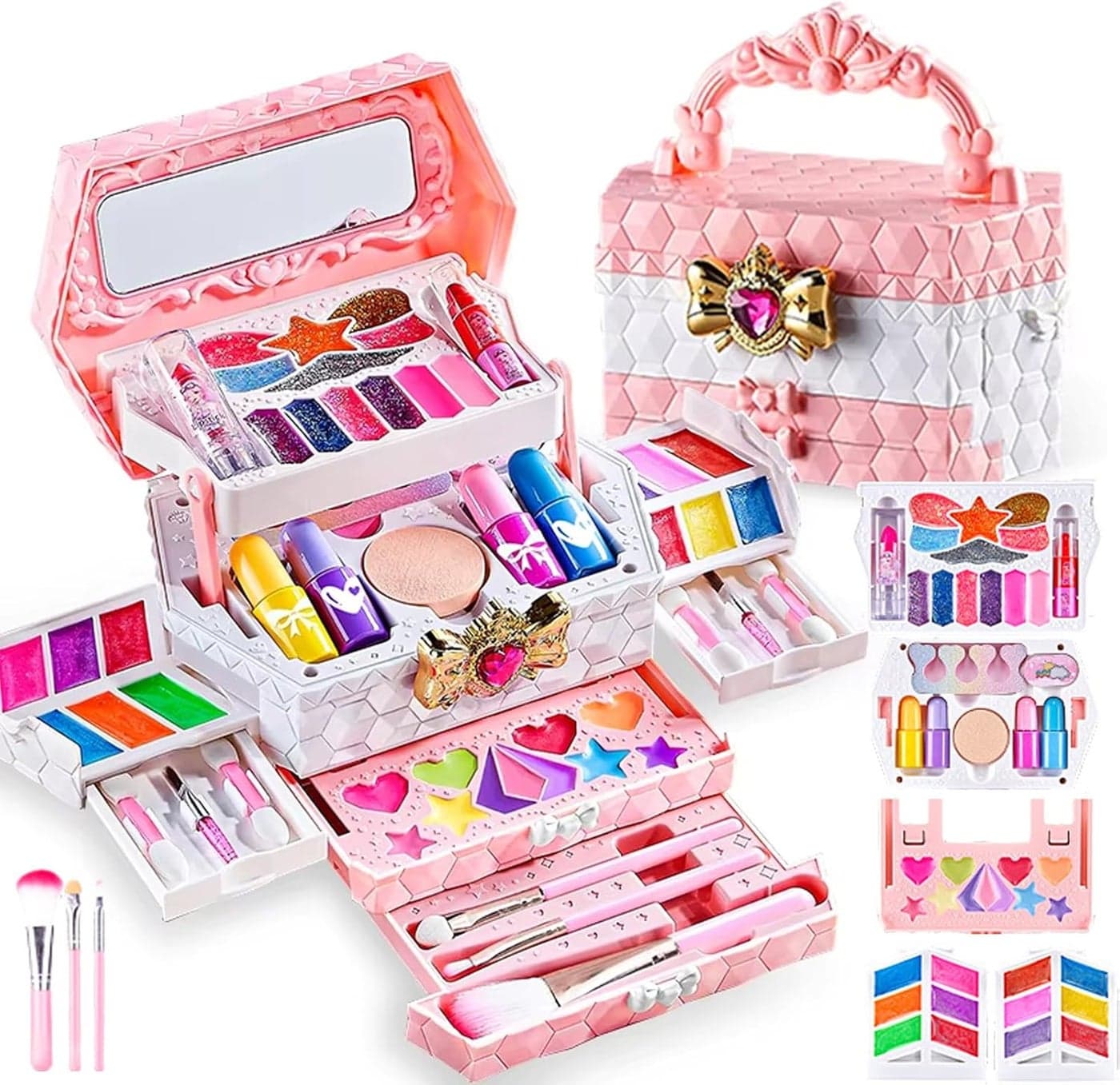 Beauenty Kids Makeup Kit for Girls - Safe Washable Non-Toxic Makeup Set with Accessories
