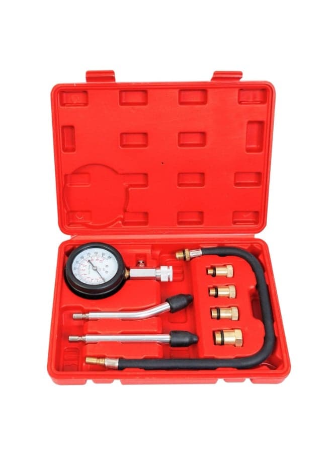 Compression Tester 8pcs Engine Cylinder Pressure Gauge Test Kit with Portable Storage Case, Range of 0-300 Psi, Fits for Universal Automotive Cars and Motorcycles
