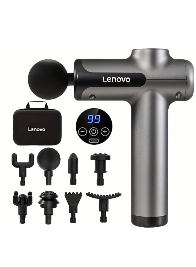 Lenovo 99 Level Massage Gun Usb Rechargeable 8 Heads Ultra-quiet And Powerful Motor Relax Deep Tissue Muscle Relaxation Massager Fascia Massager For Back Neck Pain Relief