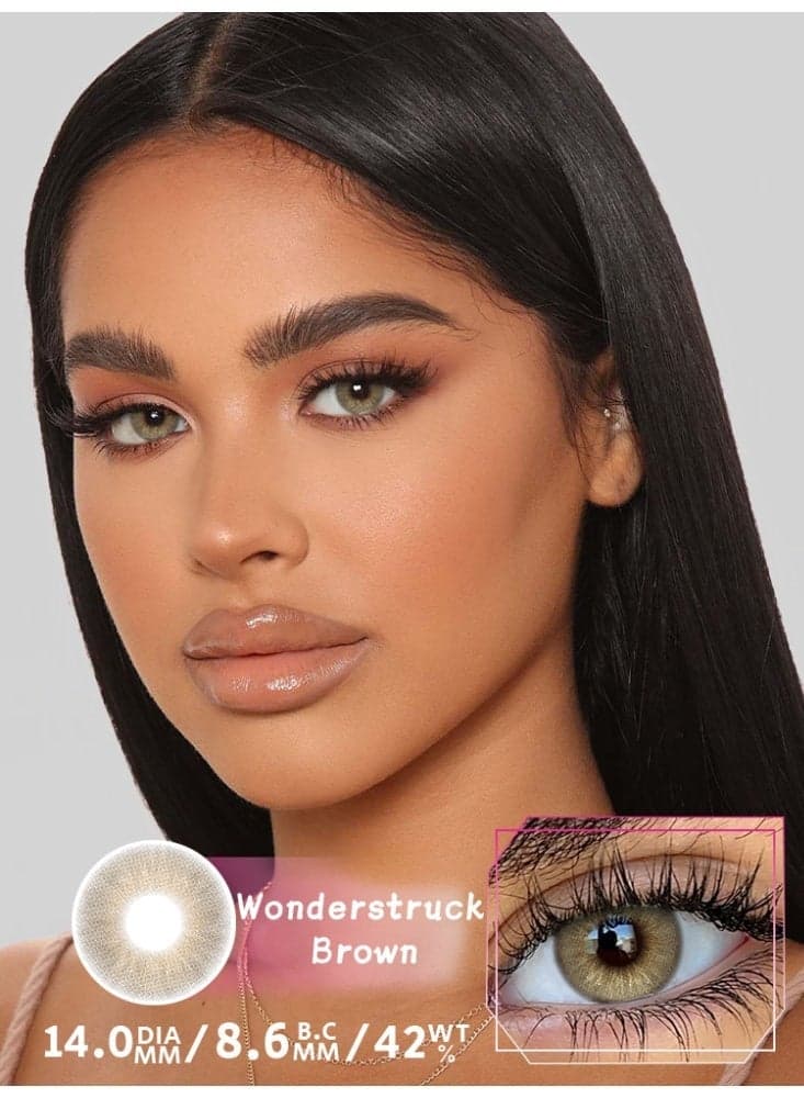 UYAAI Wonderstruck Brown Colored Contact Lenses Brown 14.00mm Yearly Disposable for Daily Wear