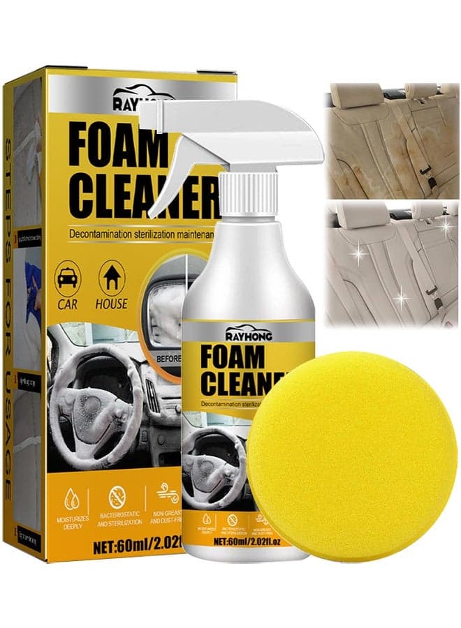 Foam Cleaner, Multi-Purpose Foam Cleaner For Car, All Around Master FoamCleaner, Car Interior Foams Cleaner, Cars Seat Foam Cleaner Spray, Upholstery Cleaner, Interior Cars Cleaner, 60ML