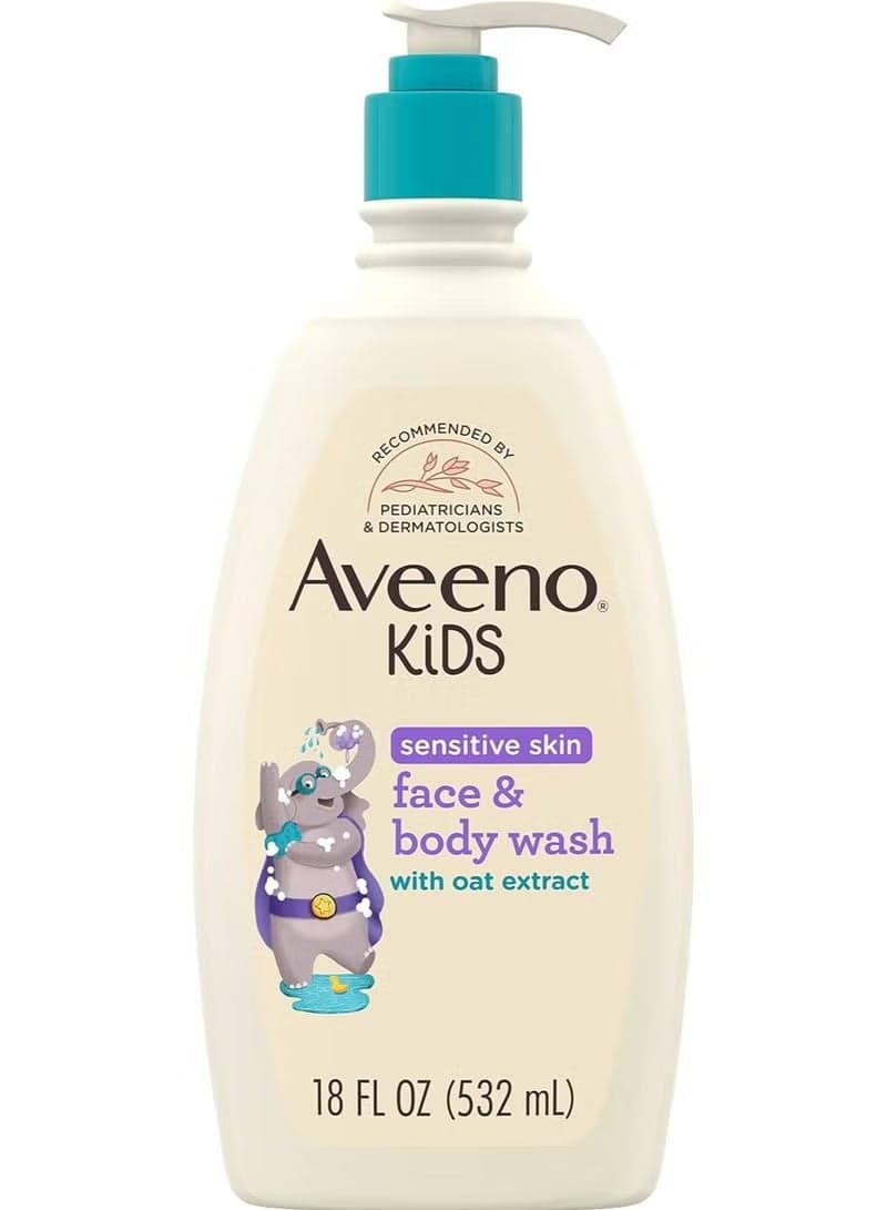 Aveeno Kids Sensitive Skin Face & Body Wash ,18 fl. Oz, 532ml