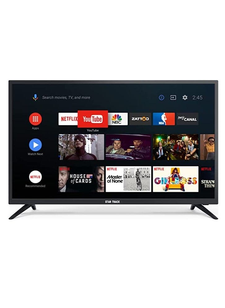 STAR TRACK 32" Smart TV | Android 14, HD Ready, Netflix, YouTube, Miracast, Bezel less, Satellite receiver, STAR TRACK