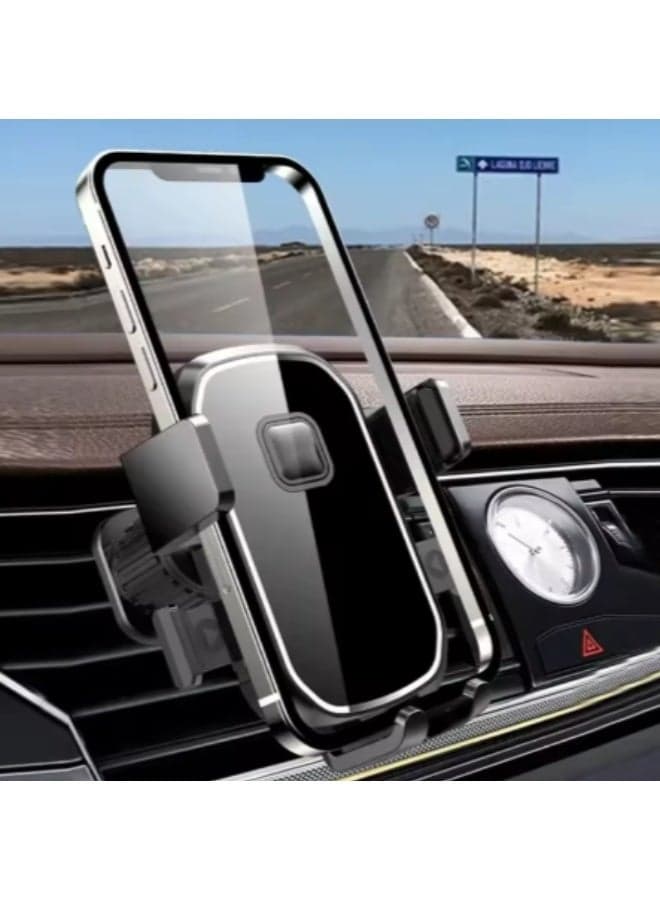 Car phone holder that rotates 360 degrees horizontally and vertically, equipped with a universal vent clip, suitable for iPhone, Huawei, Samsung, and other smartphones from 4 to 7 inches.