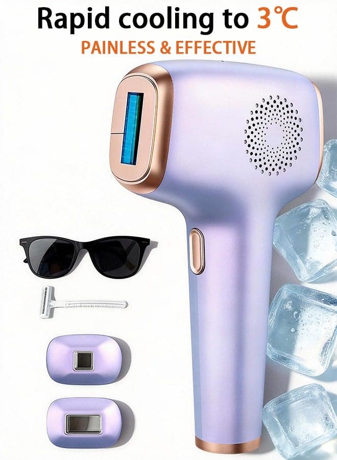 IPL Hair Removal Device Ice Cooling Painless Hair Remover 9 Energy Levels 999999 Flashes, Hair Removal Device with Red Light Skin Rejuvenation Permanent Hair Reduction, At Home Hair Remover for Facial Bikini Body Use