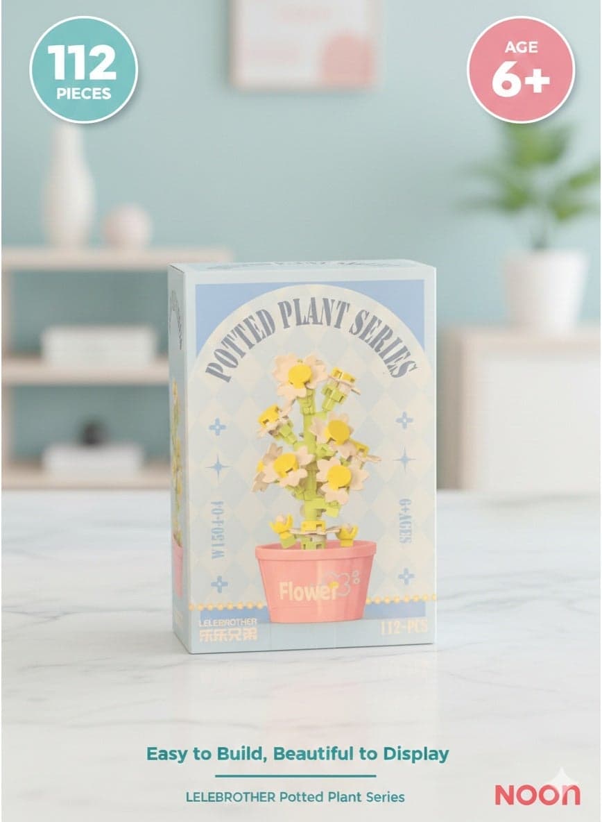 Potted Plant Series Daisy Building Blocks Set, 112 Pieces (W1504-04)