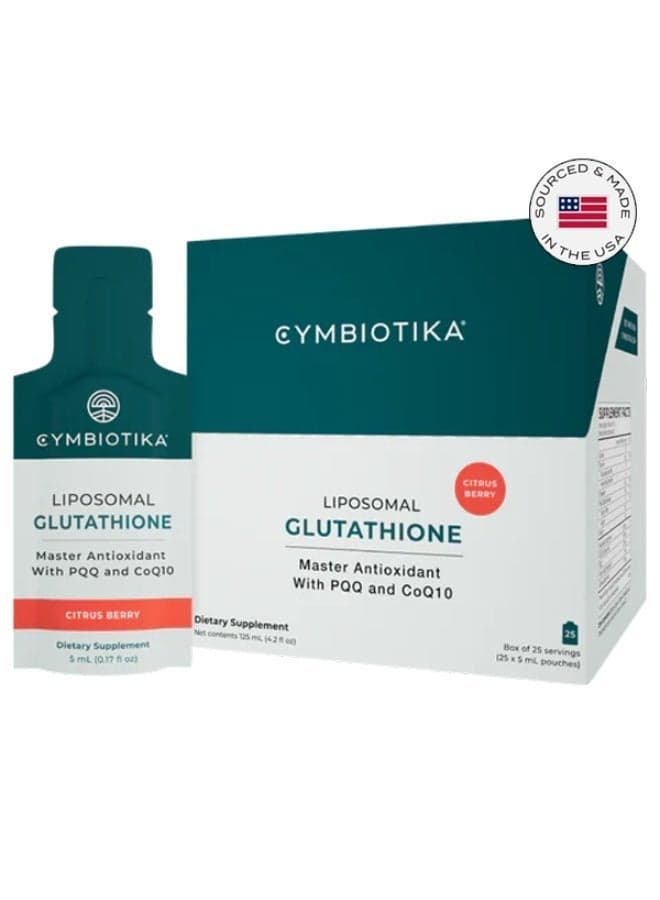 CYMBIOTIKA Liposomal Glutathione Supplement - Master Antioxidant for Anti-Aging, Detox, Brain, Energy & Immune Support - Advanced Liposomal Delivery, Maximum Absorption for Cellular Health & Longevity, Citrus Vanilla, 1 Month Supply