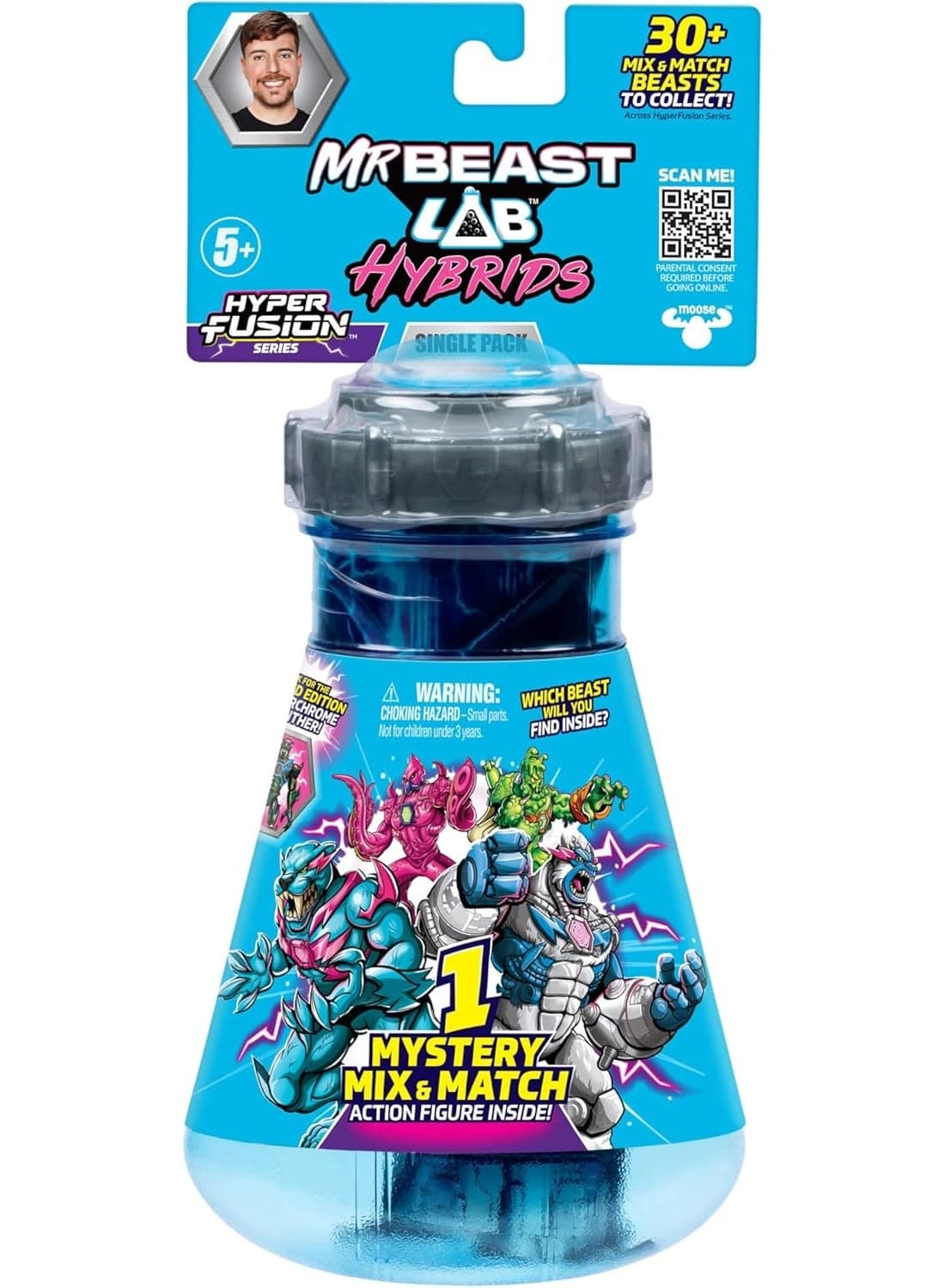 MRBEAST LAB Hybrids Single Pack, Mix & Match Millions of Combinations to Create The Ultimate Beast and Reveal Individual Beast Parts to Create 1 of 10 4" Hybrid Figures, 30+ to Collect