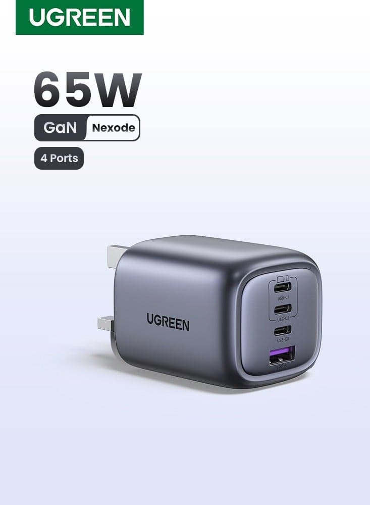 65W Nexode Charger Type C 3C1A USB Type C Adapter Fast Wall Charger Compatible With iPhone 16 15 13 Galaxy S24 23 Ultra Macbook Pro Air iPad Pro Mini Xiaomi Redmi Lenovo Airpods 4 Apple Watch 65W 3C1A