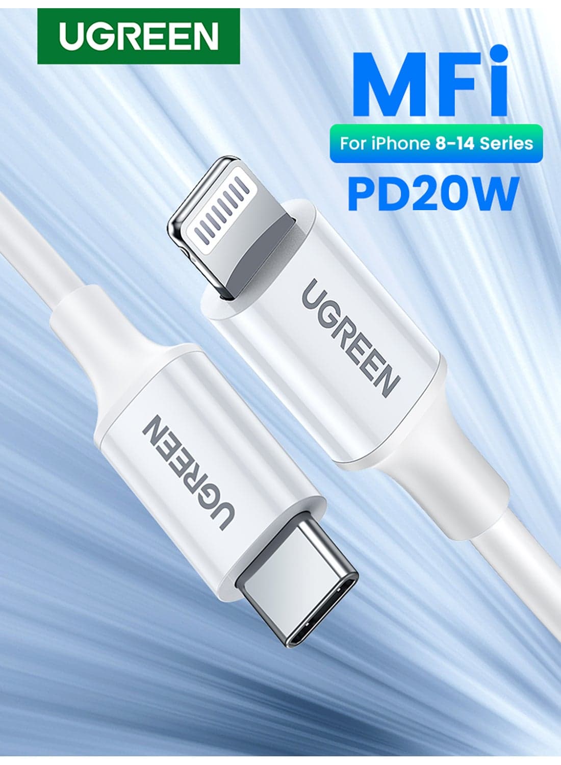 iPhone Cable 1M Apple MFi Certified Lightning Cable USB C to Lightning For iPhone 14 Pro Max 13 12 11 Airpods, Apple Pencil, iPad mini,iPad Air,iPad Pro, Fast Charging, Battery Protection White PVC 1m
