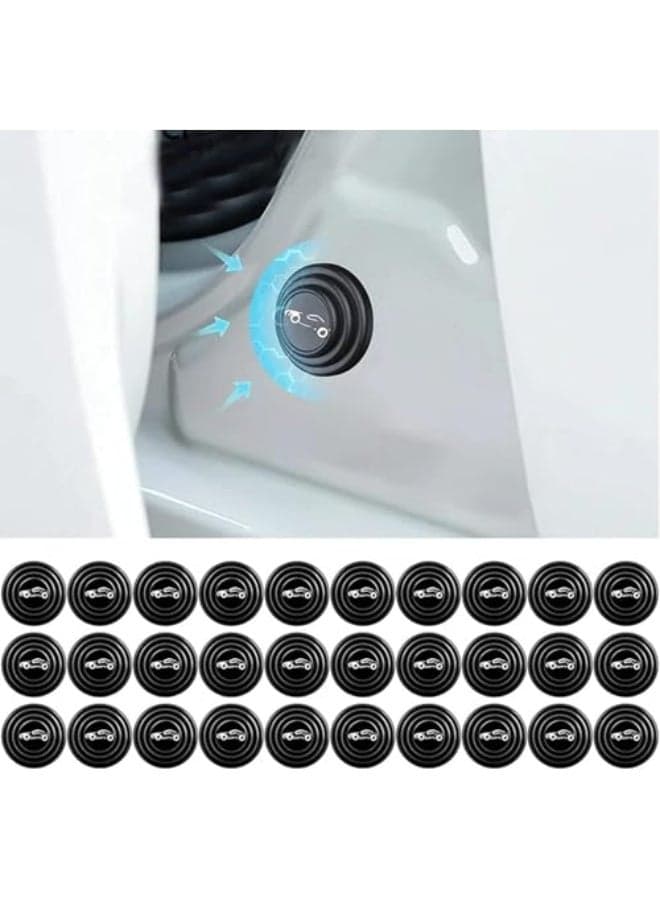 30 PCS Car Door Shock Absorber, Universal Car Door Protection Sticker with Anti-Collision Gasket, Auto Sound Insulation Pad and Shock-Absorbing Door Sticker (Black)