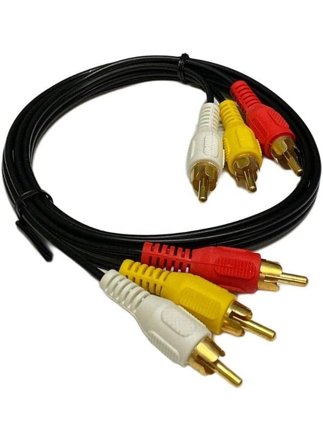 RCA Stereo Audio Video Cable, Gold Plated 3 RCA Male to Male AV Cable – Audio/Video Cord for TV, DVD, VCR, Home Theater Systems 1.5M cable