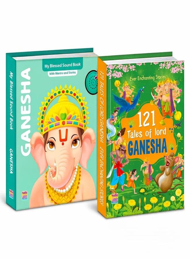 Mantra Sound Book + 121 Story Book Combo | Mythology Shlokas, Devotional Learning & Moral Values for Kids (Ganesha)