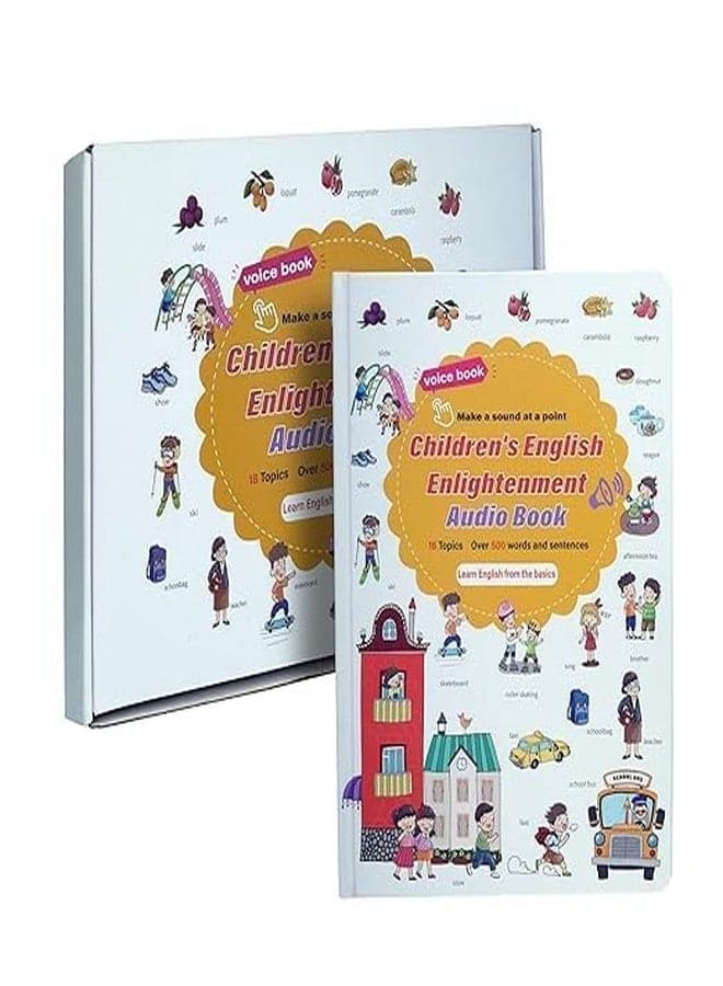 كتاب تعليم اللغة الإنجليزية للأطفال | كتاب تفاعلي صوتي يحتوي على أكثر من 500 كلمة وجملة، يتضمن 18 موضوعًا، مناسب للأطفال من عمر 3 سنوات فما فوق. (كتاب صوتي لتعليم اللغة الإنجليزية للأطفال، 18 موضوعًا)