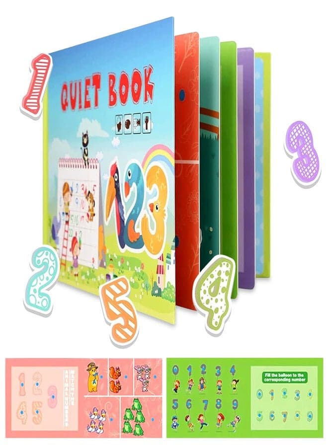 GLUN® Montessori Quiet Book for Kids, Interactive Learning Busy for Toddlers, Educational Toys for 2-5 Year Olds, Preschool Activity, Birthday Return Gift for Boys & Girls (Numeric Theme)