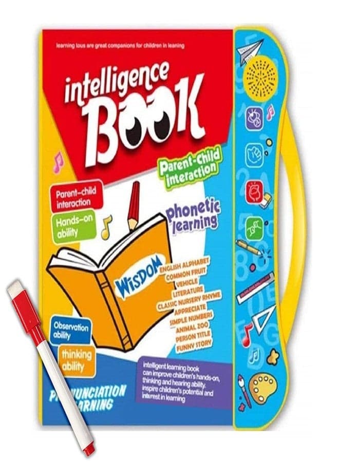 Intelligence Book English Letters & Words Learning Sound Book, Fun Educational Toys, Activities with Numbers, Shapes, Animals Phonetic Learning Book for Toddlers toy for kids
