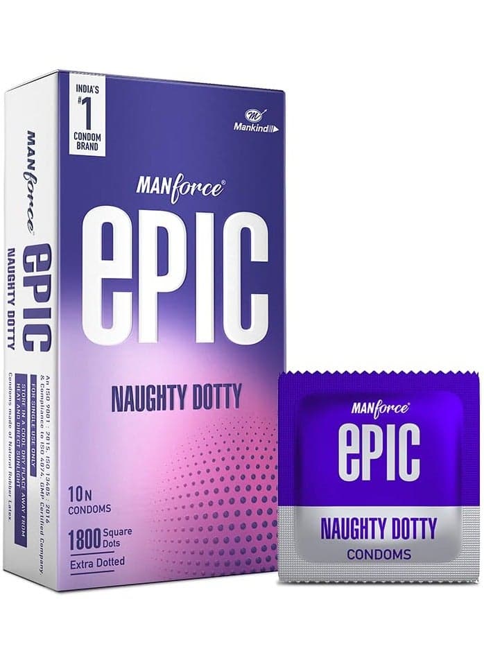 Manforce Epic Naughty Dotty 10N condoms | 1800 Square Dots | Extra Dotted