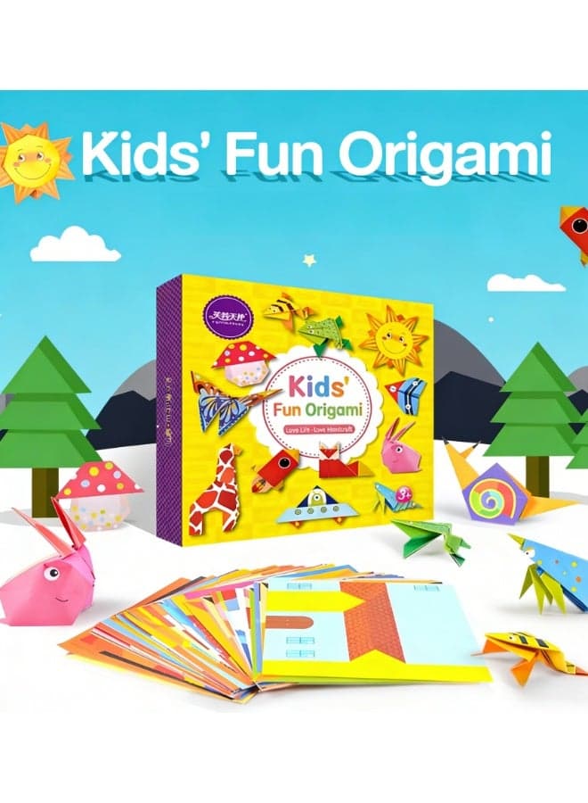 Origami Kit for Kids, with Guiding Book, 108 Paper with 54 Patterns, DIY Art and Craft Projects, Beginners Children's Day Gift Boy Girl