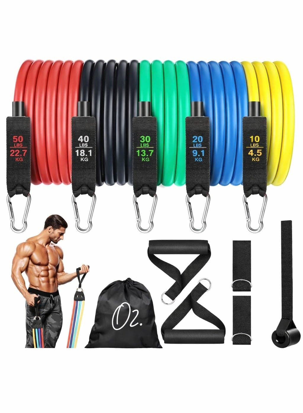 150 LBS Resistance Bands, Resistance Bands for Working Out with Handles for Men and Women, Exercising Bands for Fitness Weights Work Out at Home