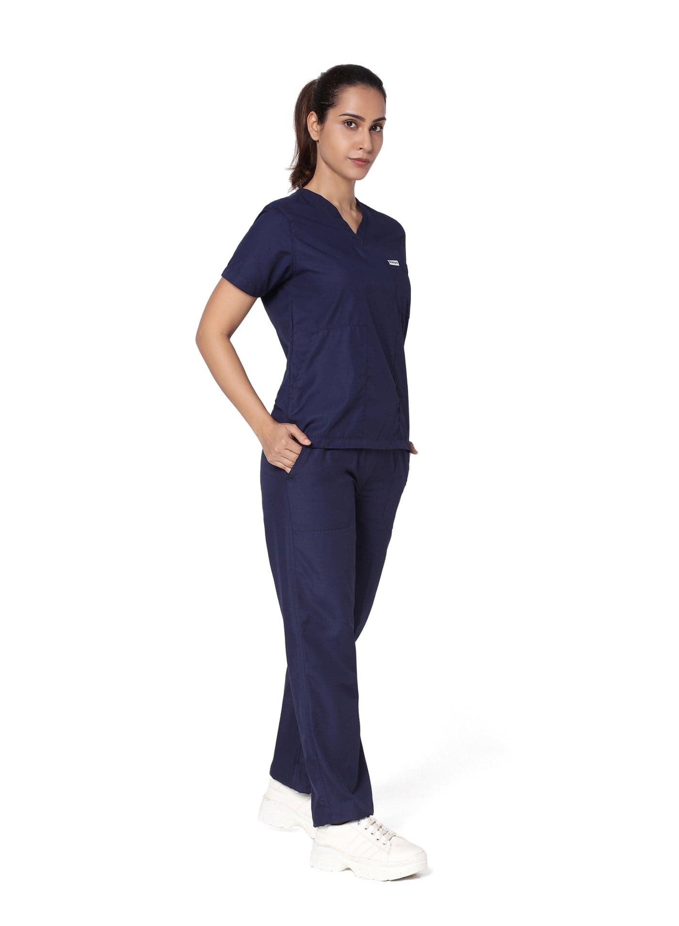 Knya Scrub Suit for Women | 5 Pockets | V Neck Top & Bottom Set | Short Sleeves | Lightweight & Breathable | Hospital, Clinic & OT Wear | Medical Uniform | Scrubs for Female Doctors, Nurses & Dentists