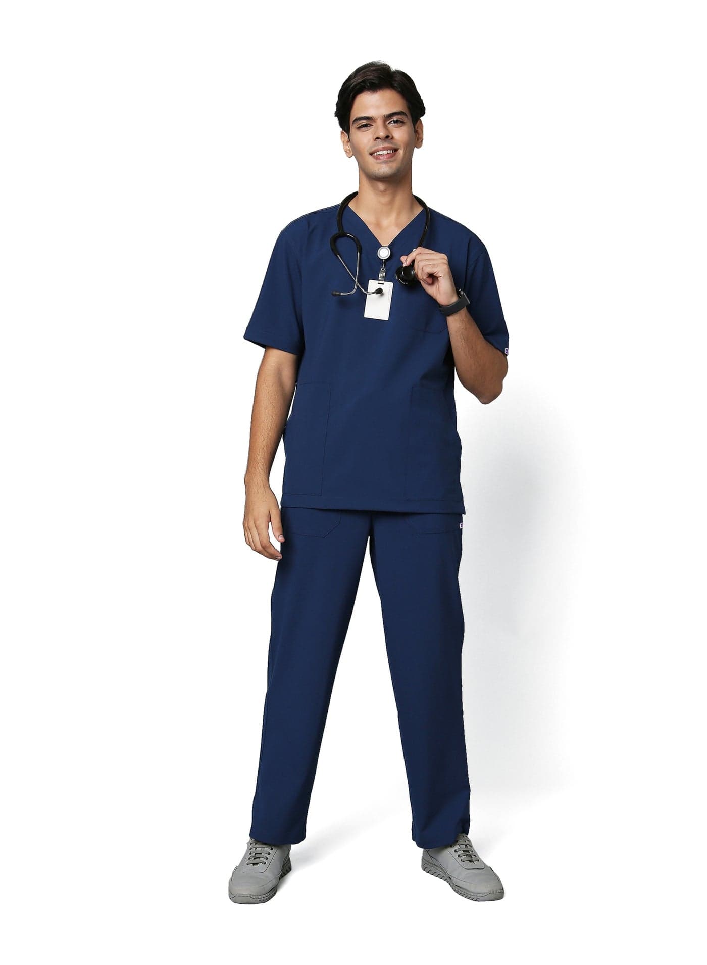 Knya Ecoflex Scrub Suit for Men | 4 Way Stretch Fabric | Anti-wrinkle & Fade proof | V Neck Top & Bottom Set | 5 Pockets | Hospital, Clinic & OT Wear | Medical Uniform | Scrubs for Male Doctors Nurses & Dentists