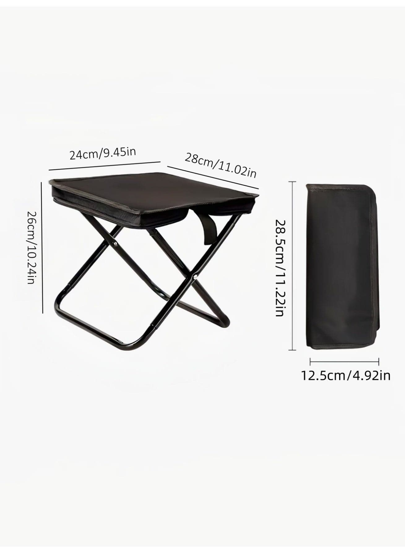 Portable folding camping stool | Lightweight zippered mini camping stool | Carbon steel portable folding chair with storage bag | Suitable for camping and outdoor activities | Lightweight carbon steel folding stool