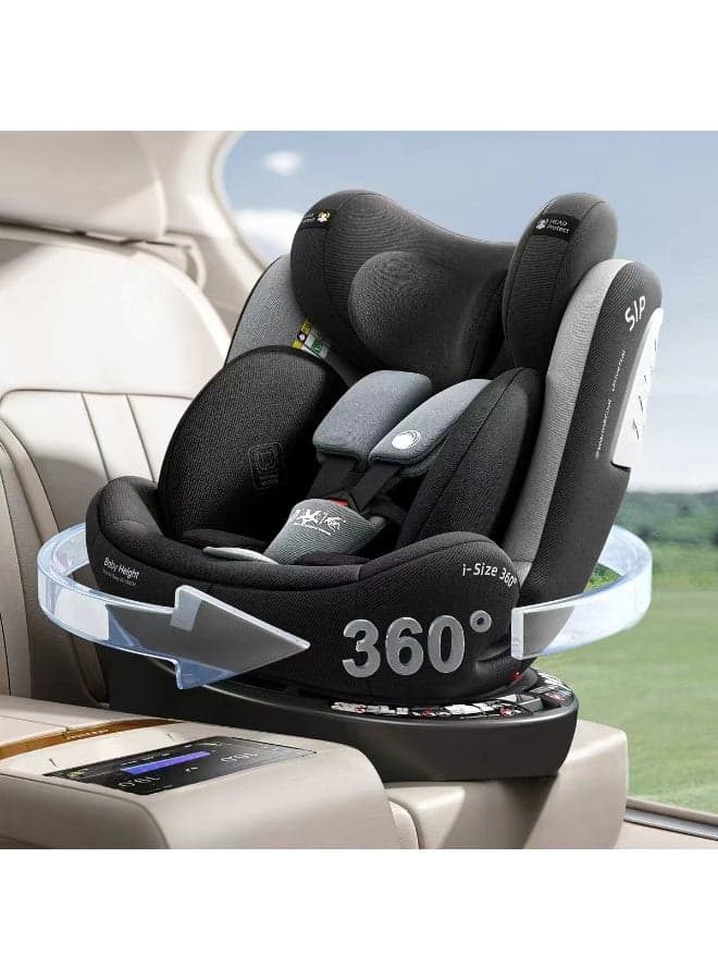Heekin 360 Swivel i-Size Baby Car Seat with ISOFIX, for Newborn to 12 Years Old (40-150cm), Group 0+/1/2/3, Rear Facing with 5 Recline Positions
