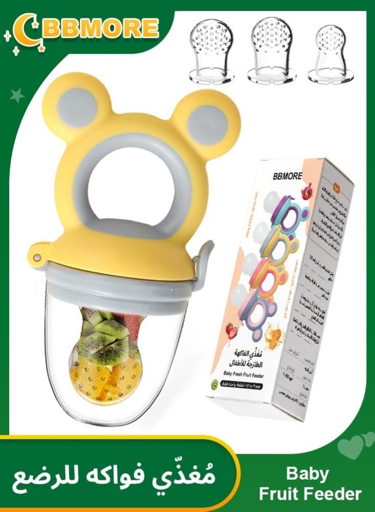 3-in-1 Baby Food Feeder Pacifier, Toddler Pacifier, Silicone Baby Fruit Pacifier,Baby Fruit Pacifier Set Include One Pacifier with 2 Extra M and L Nipples