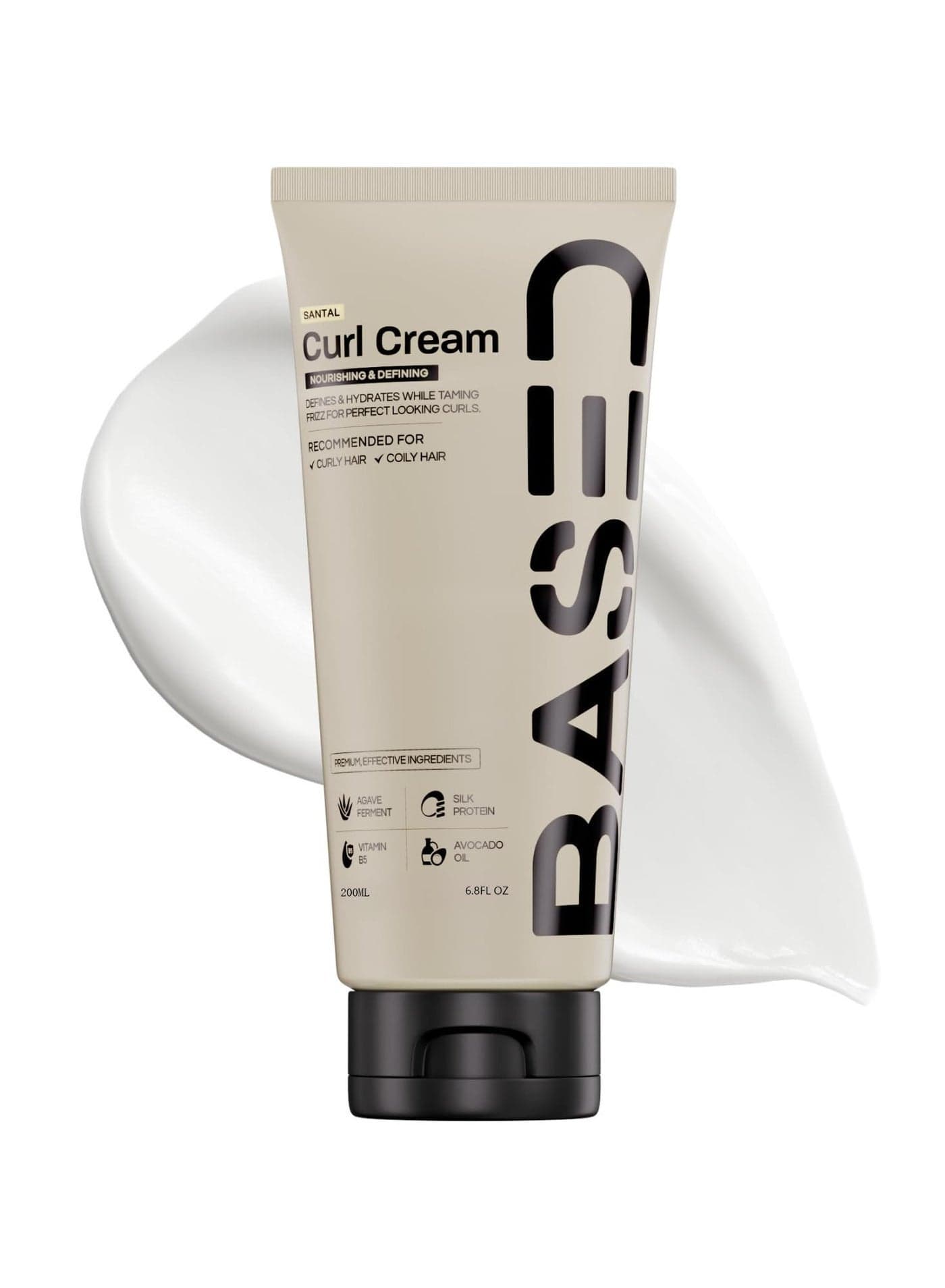 Curl Cream, Defines Curls, Controls Frizz, Medium Hold, Hydrates & Nourishes with Agave, Silk Protein & Castor Oil, No Harmful Chemicals or Artificial Fragrance (6.8 Oz Pack of 1)