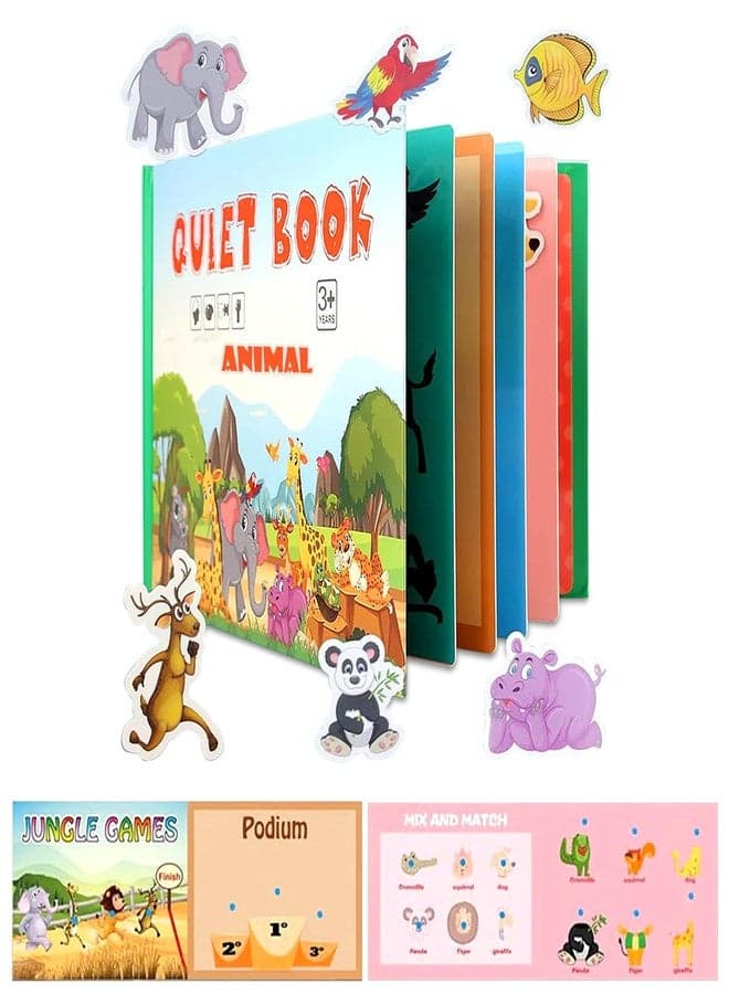 GLUN® Montessori Quiet Book for Kids, Interactive Learning Busy for Toddlers, Educational Toys for 2-5 Year Olds, Preschool Activity, Birthday Return Gift for Boys & Girls (Animal Theme)