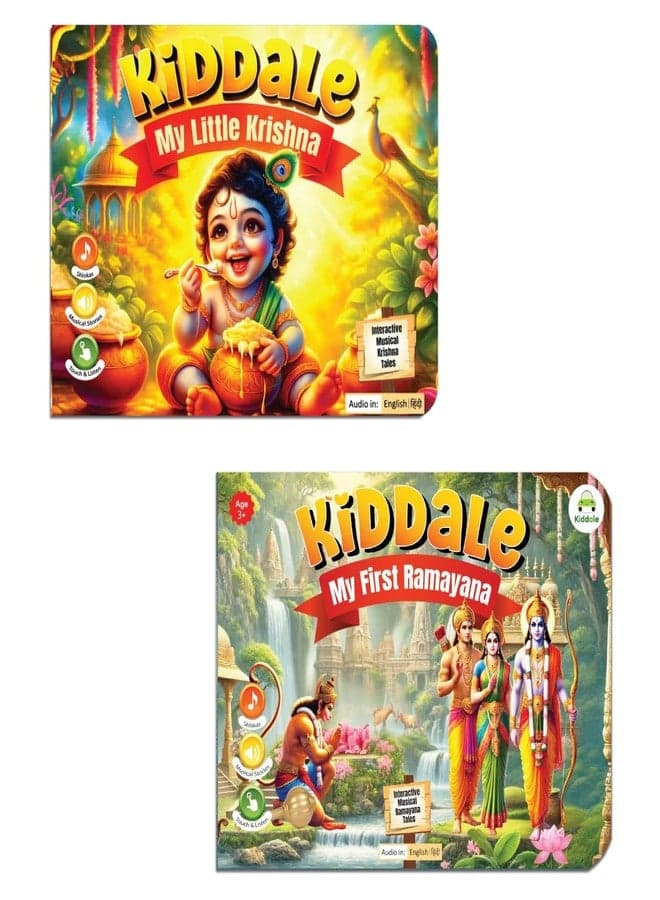 Kiddale Ramayan & Krishna Musical Sound Books for Kids | Audio Stories in English & Hindi | Learn Indian Culture, Sanskar & Moral Values | Ideal Gift for Children 2-7 Years