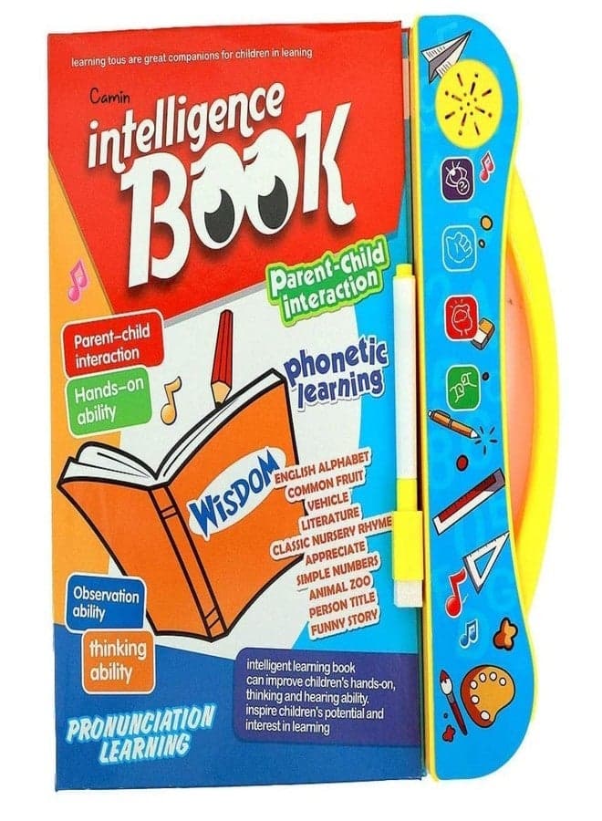 Camin Interactive Children Book -Musical English Educational Toy | Phonetic Learning Sound Book for Children 3+ Years | Language Skills, Shapes & Numbers Activities | for Boys & Girls - Multicolor
