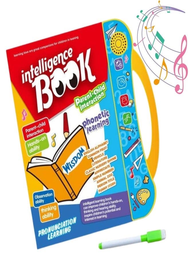 BeFunky Intelligence Book English Letters & Words Learning Sound Book, Fun Educational Toys. Activities with Numbers, Shapes, Animals Phonetic Learning Book for Toddlers