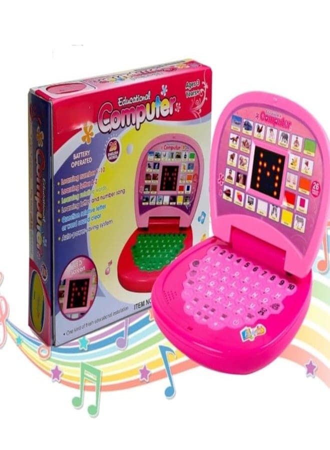Kids Educational Computer Learning Toy, LED Screen, Number and Letter Sound Laptop Toy Pack of 1 Multicolour