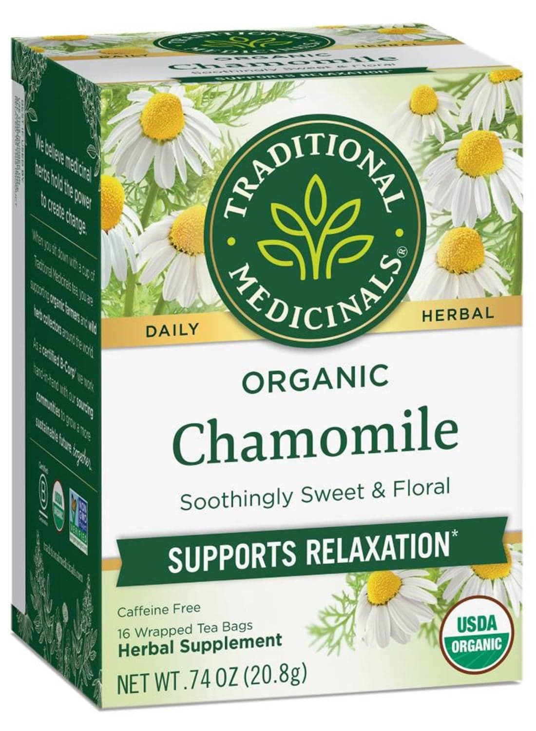 Organic Chamomile Supports Relaxation Caffeine Free 16 Tea Bags