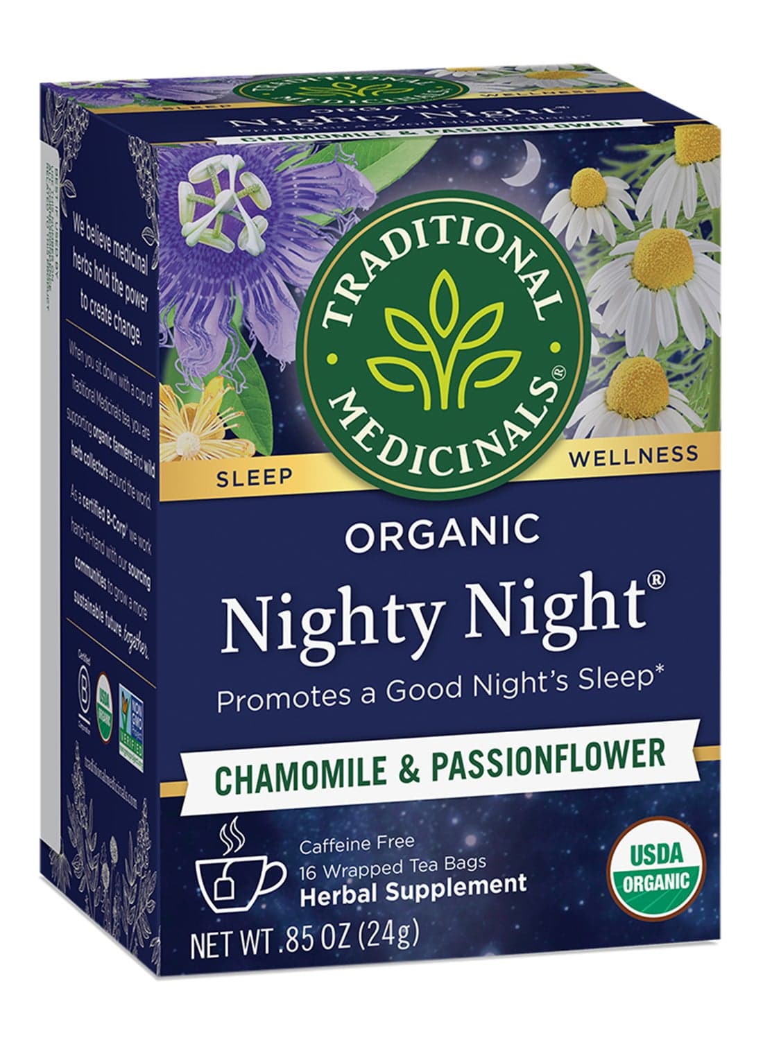 Organic Nighty Night, Promotes Good Night's Sleep, Chamomile & Passionflower, Caffeine Free, 16 Tea Bags