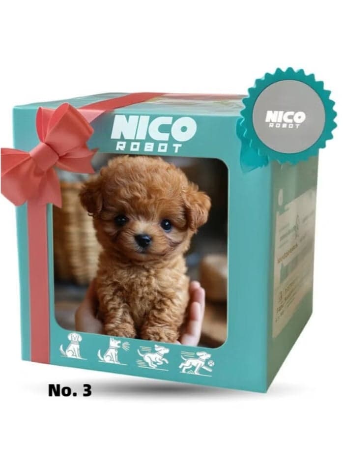 Select the robot dog Nico by number, robot puppy that behaves like a real dog, realistic robot AI pet dog, Nico robot puppy, electronic interactive plush dog that sits, barks, walks and runs B
