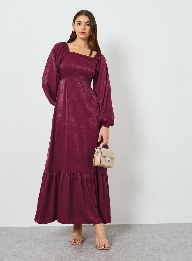 Women Burgundy Velvet Satin A-Line Maxi Dress
