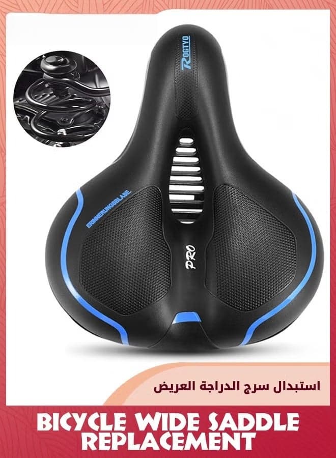 Wide Cycling Saddles,Comfort Foam MTB Bicycle Seat,Waterproof Hollow Bicycle Saddle For Men Women,Replacement Bike Seat Cushion With Dual Shock Ball For Exercise/Road/Stationary Bikes