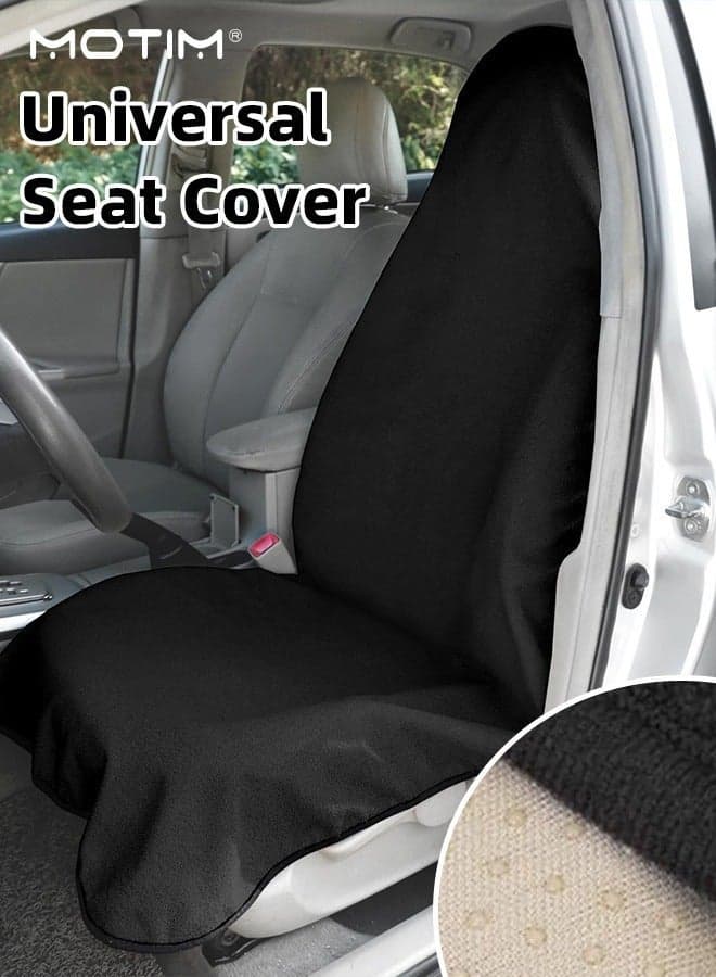 Front Car Seat Cover, Waterproof Seat Sweat Towel Seat Cover, Universal Four Seasons Anti-Slip Car Seat Protector Compatible with 95% Vehicle Fit for Cars Truck SUV or Vans