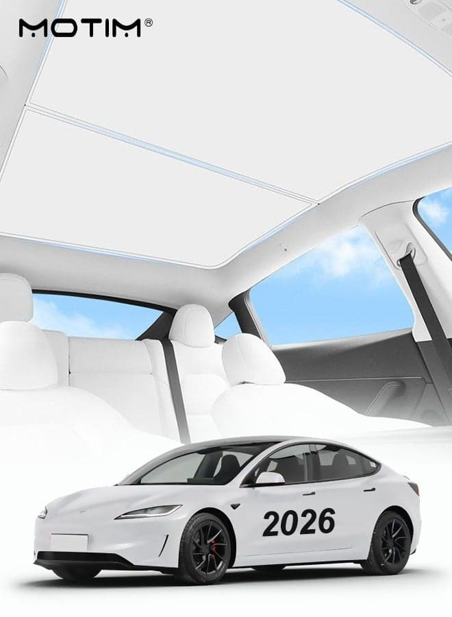 Roof Sunshade for 2026/2025 Tesla Model 3 Highland, Nano Ice Silk Sunshade, No Gaps & No-Sagging, Insulation UV Rays Protection, Sunroof Blocks 99% UV, Tesla Model 3 Highland Accessories