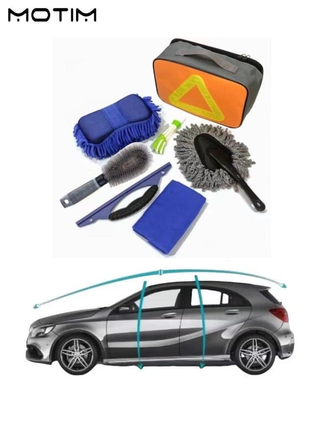7 Pieces Car Wash Cleaning Brush Set, Car Detailing Kit, Including Car Wash Sponge, Wash Mitt, Car Window Brush Kit for Car Interior & Exterior Cleaning Detailing Set, Multi Purpose Cleaning