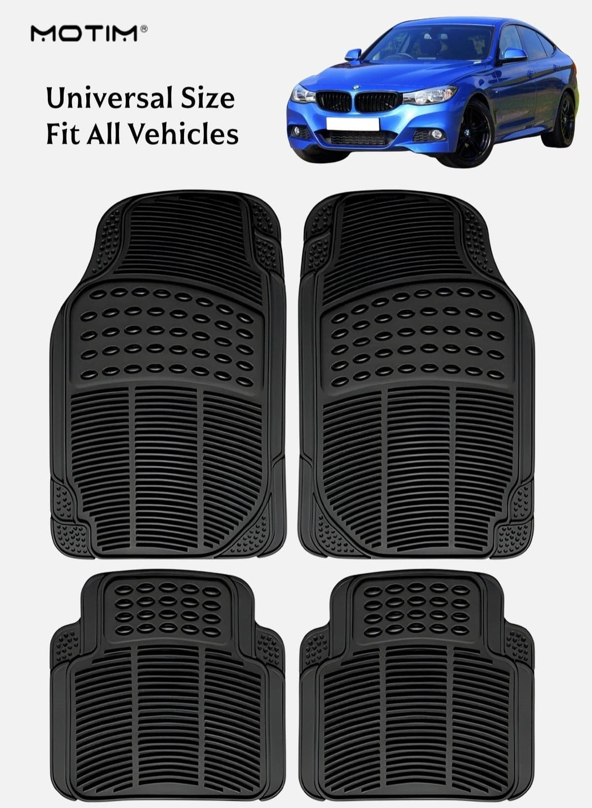 4 Pcs Heavy Duty Floor Mats for Car Truck Van SUV, Anti-Slip Rubber Car Flooring, All Weather Protection, Car foot Mats Universal Fit Design, Car Interior Accessories
