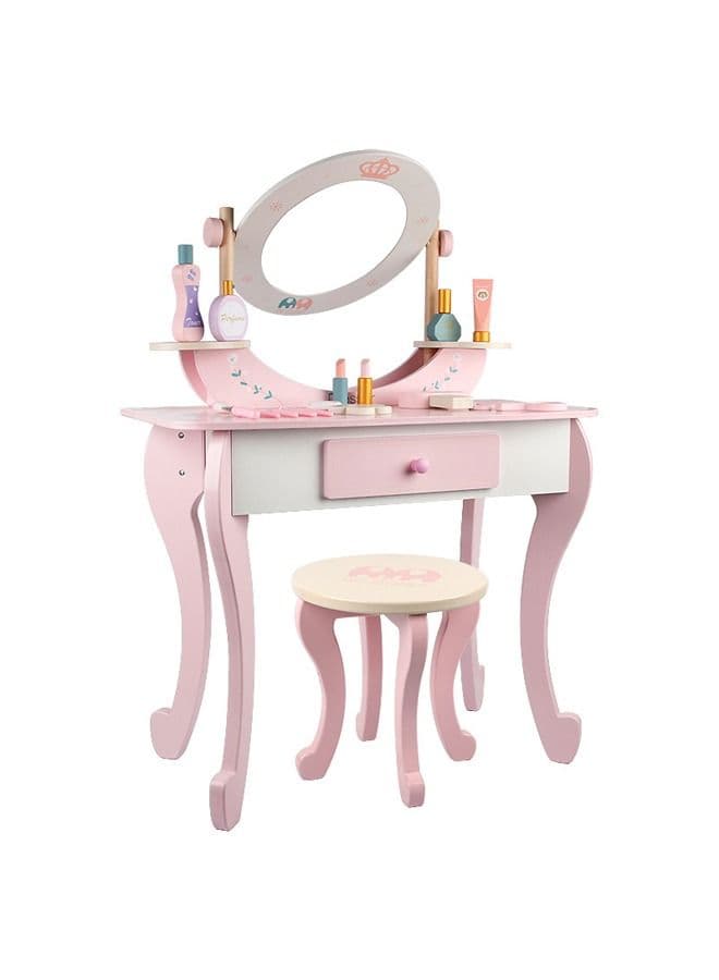 Wooden Dressing Table Girl Simulator Playhouse Makeup Toy Bedroom Princess Birthday Gift